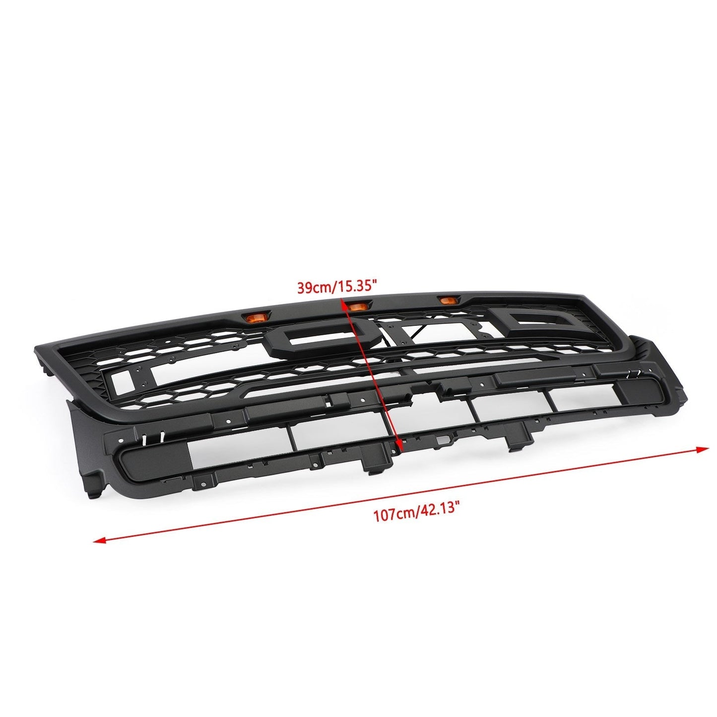 2016-2017 Ford Explorer Base/XLT/Limited/Platinum/Sport Front Upper Bumper Grill Replacement Black Grille With Lights