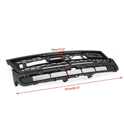 2016-2017 Ford Explorer Base/XLT/Limited/Platinum/Sport Front Upper Bumper Grill Replacement Black Grille With Lights