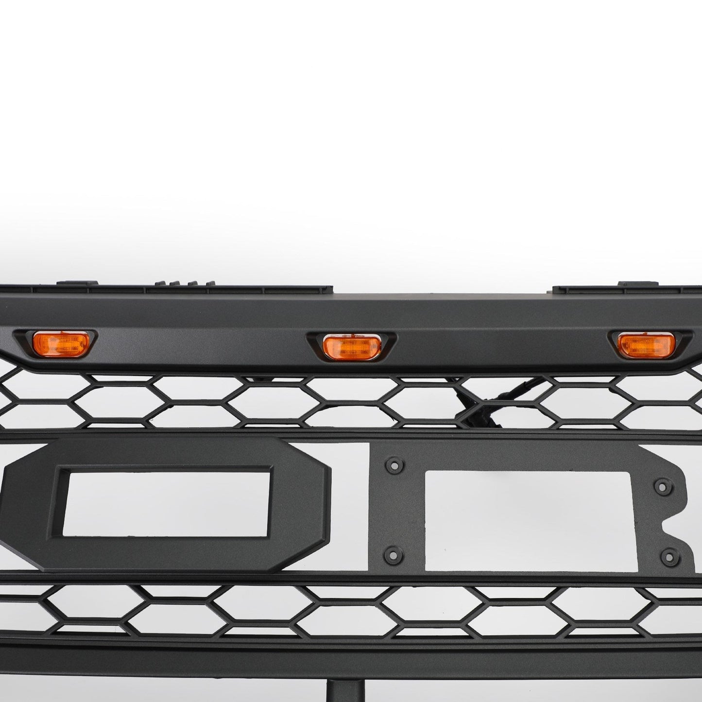 2016-2017 Ford Explorer Base/XLT/Limited/Platinum/Sport Front Upper Bumper Grill Replacement Black Grille With Lights