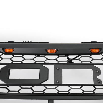 2016-2017 Ford Explorer Base/XLT/Limited/Platinum/Sport Front Upper Bumper Grill Replacement Black Grille With Lights