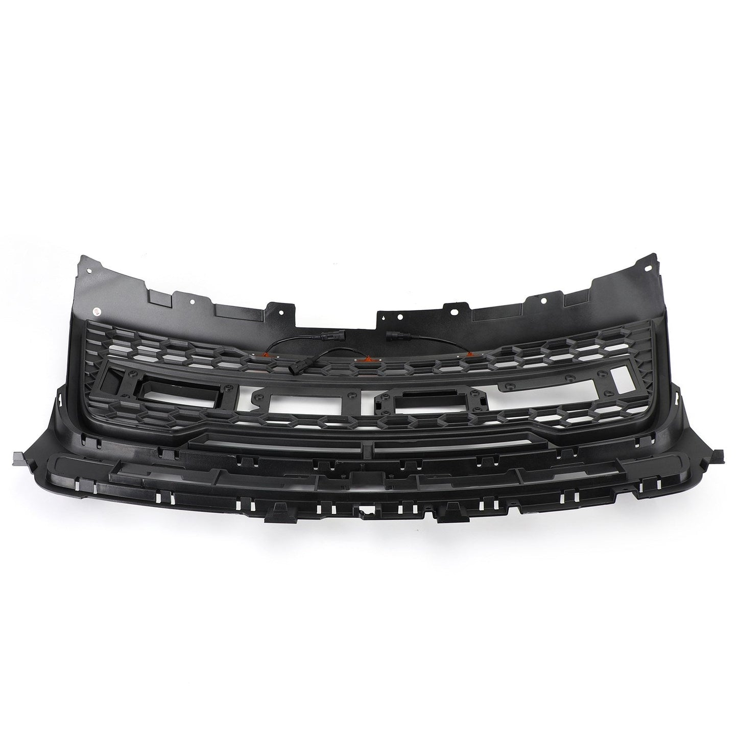 2016-2017 Ford Explorer Base/XLT/Limited/Platinum/Sport Front Upper Bumper Grill Replacement Black Grille With Lights