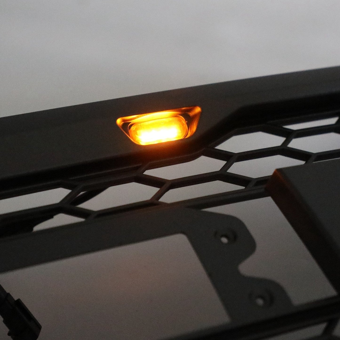 2016-2017 Ford Explorer Base/XLT/Limited/Platinum/Sport Front Upper Bumper Grill Replacement Black Grille With Lights