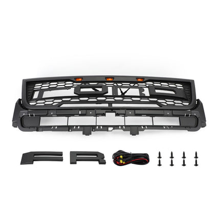 2016-2017 Ford Explorer Base/XLT/Limited/Platinum/Sport Front Upper Bumper Grill Replacement Black Grille With Lights