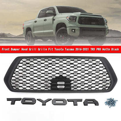 2016-2023 Toyota Tacoma TRD PRO Front Bumper Hood Grill Replacement Matte Black Grill