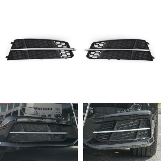 2016-2018 Audi A6 C7 S-Line Bumper Front Bumper Grill 4G0807681AN 4G0807682AN Lower Grille Grill Black Chrome Generic