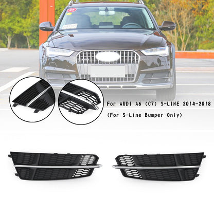 2016-2018 Audi A6 C7 S-Line Bumper Front Bumper Grill 4G0807681AN 4G0807682AN Lower Grille Grill Black Chrome Generic