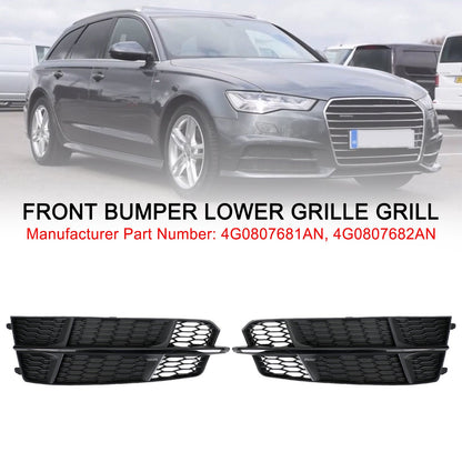 2016-2018 Audi A6 C7 S-Line Bumper Front Bumper Grill 4G0807681AN 4G0807682AN Lower Grille Grill Black Chrome Generic