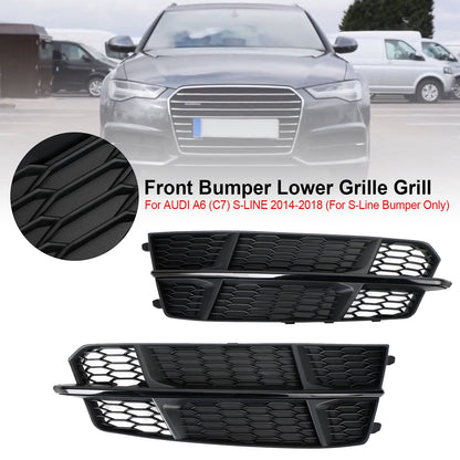 2016-2018 Audi A6 C7 S-Line Bumper Front Bumper Grill 4G0807681AN 4G0807682AN Lower Grille Grill Black Chrome Generic