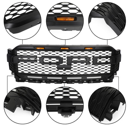 2021-2023 F150 Ford Raptor Replacement ABS Front Bumper Grille Grill W/ LED Generic