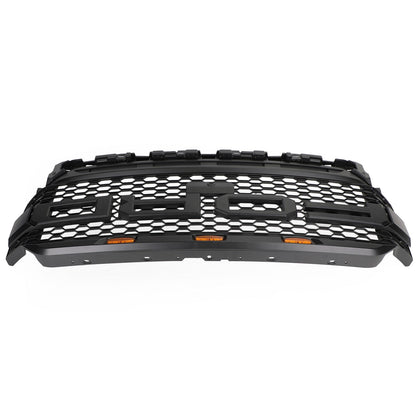 Ford F150 2021 2022 2023 Raptor Style Grill Front Bumper Honeycomb Matte Black Grille With LED Light