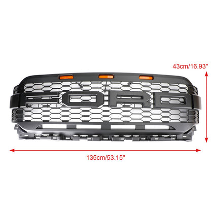 F150 2021-2023 Ford Raptor Style Replacement Front Bumper Grille Grill W/ LED Generic