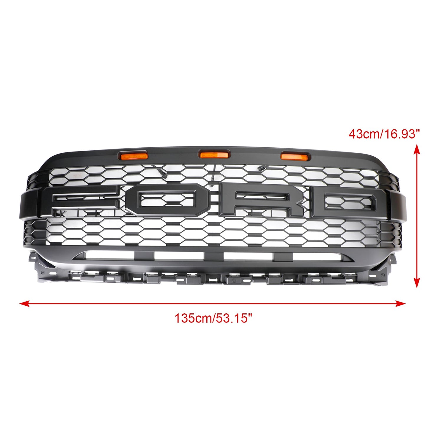 Ford F150 2021 2022 2023 Raptor Style Grill Front Bumper Honeycomb Matte Black Grille With LED Light