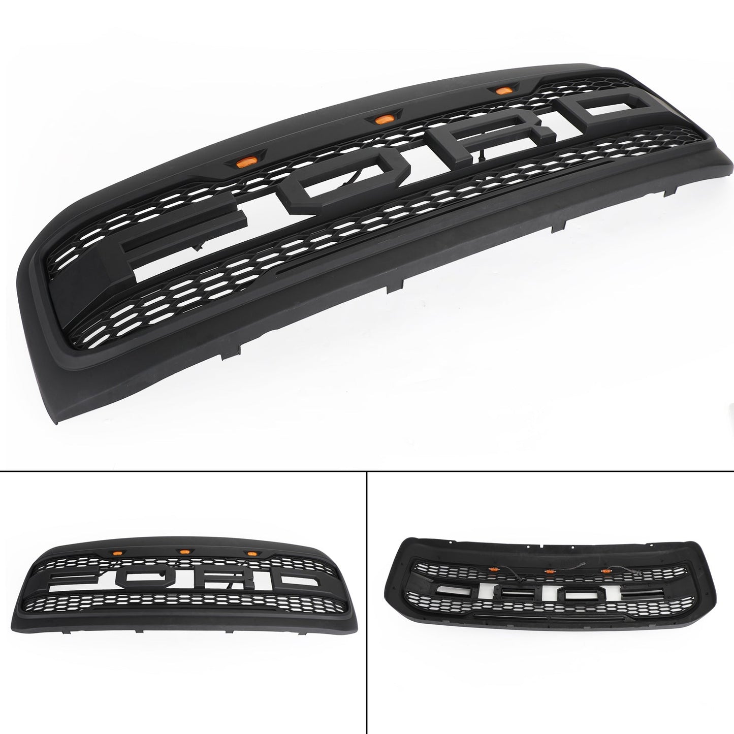 Raptor Style Grill For 1999-2004 Ford F250 F350 F450 Super Duty Front Bumper Black Honeycomb Grille W/ LED & Letter