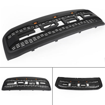 Raptor Style Grill For 1999-2004 Ford F250 F350 F450 Super Duty Front Bumper Black Honeycomb Grille W/ LED & Letter