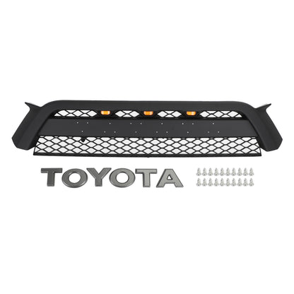 Toyota 2010-2013 4Runner TRD Pro Style Front Bumper Grill Matte Black Grille W/ LED Light