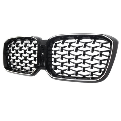 BMW X3 G01 / X4 G02 2022-2025 Black Kidney Front Grill Air Intake Radiator Bumper Grille W/ LED Strip Light