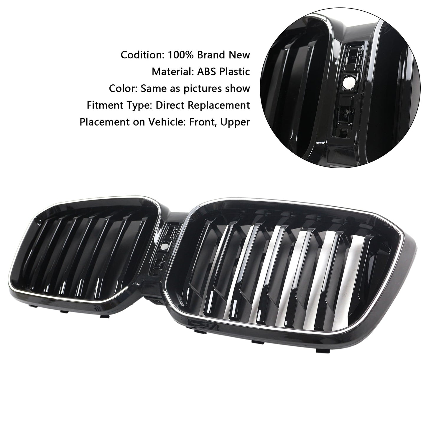 BMW X3 G01 / X4 G02 2022-2025 Black Kidney Front Grill Air Intake Radiator Bumper Grille W/ LED Strip Light