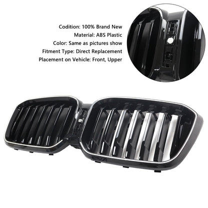 BMW X3 G01 / X4 G02 2022-2025 Black Kidney Front Grill Air Intake Radiator Bumper Grille W/ LED Strip Light
