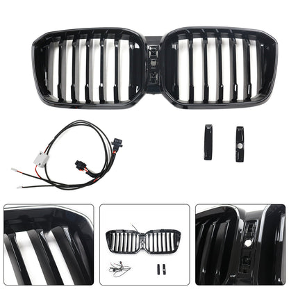 BMW X3 G01 / X4 G02 2022-2025 Black Kidney Front Grill Air Intake Radiator Bumper Grille W/ LED Strip Light