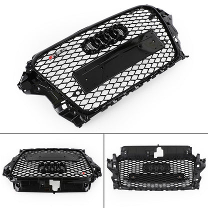 2013-2016 Audi A3 / A3 Sline / S3 Front Grill Air Intake Radiator Glossy Black RS Honeycomb Bumper Grille With Rings Emblem