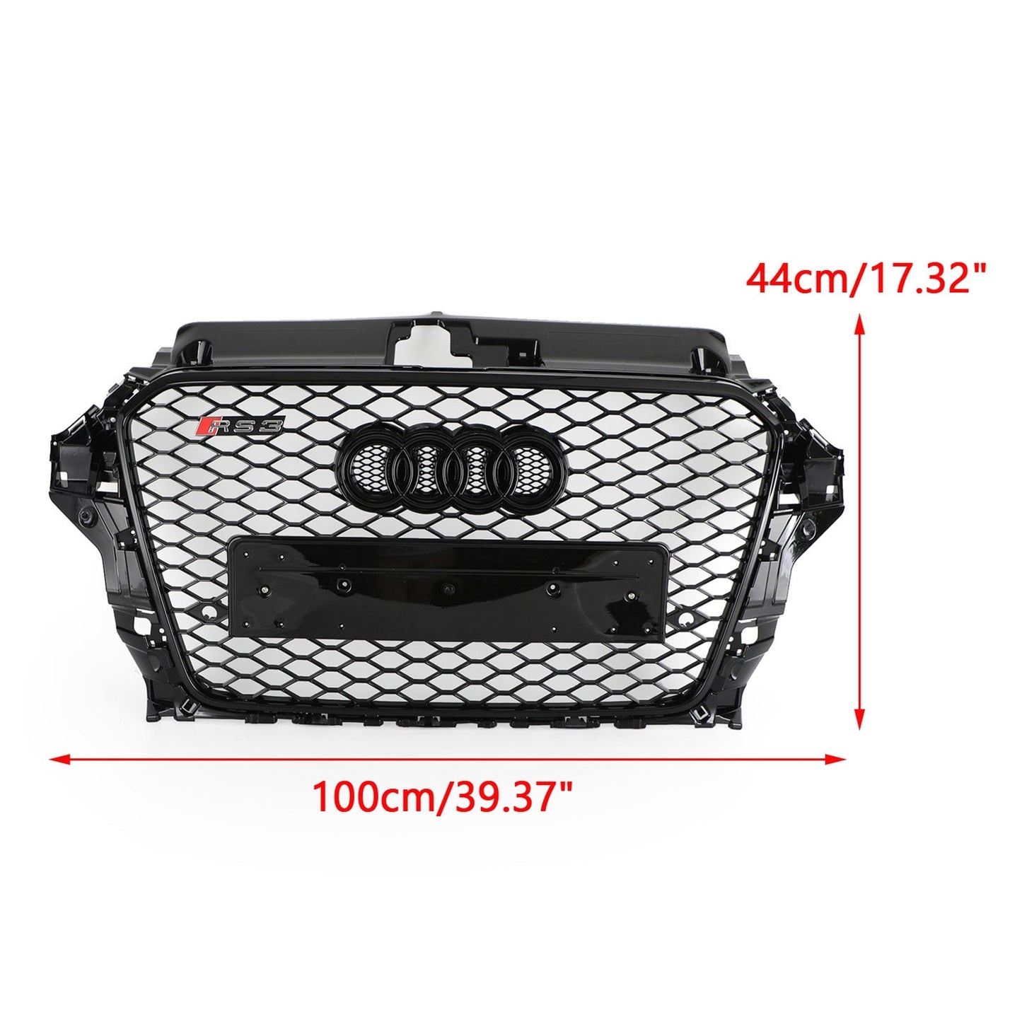 2013-2016 Audi A3 / A3 Sline / S3 Front Grill Air Intake Radiator Glossy Black RS Honeycomb Bumper Grille With Rings Emblem