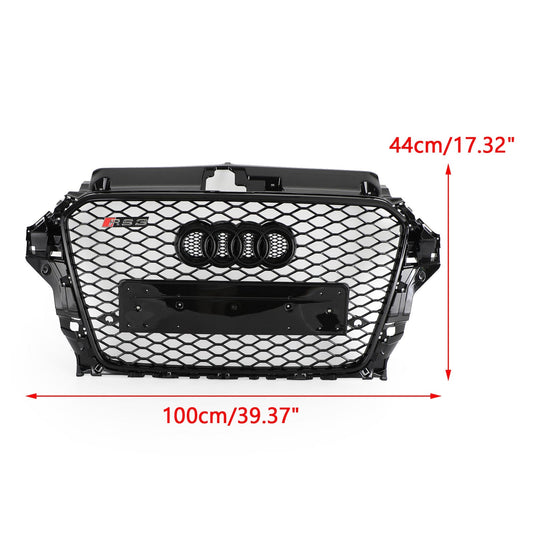 2013-2016 Audi A3 / A3 Sline / S3 Front Grill Air Intake Radiator Glossy Black RS Honeycomb Bumper Grille With Rings Emblem