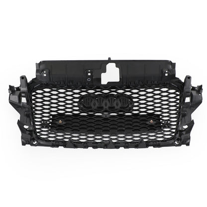 2013-2016 Audi A3 / A3 Sline / S3 Front Grill Air Intake Radiator Glossy Black RS Honeycomb Bumper Grille With Rings Emblem