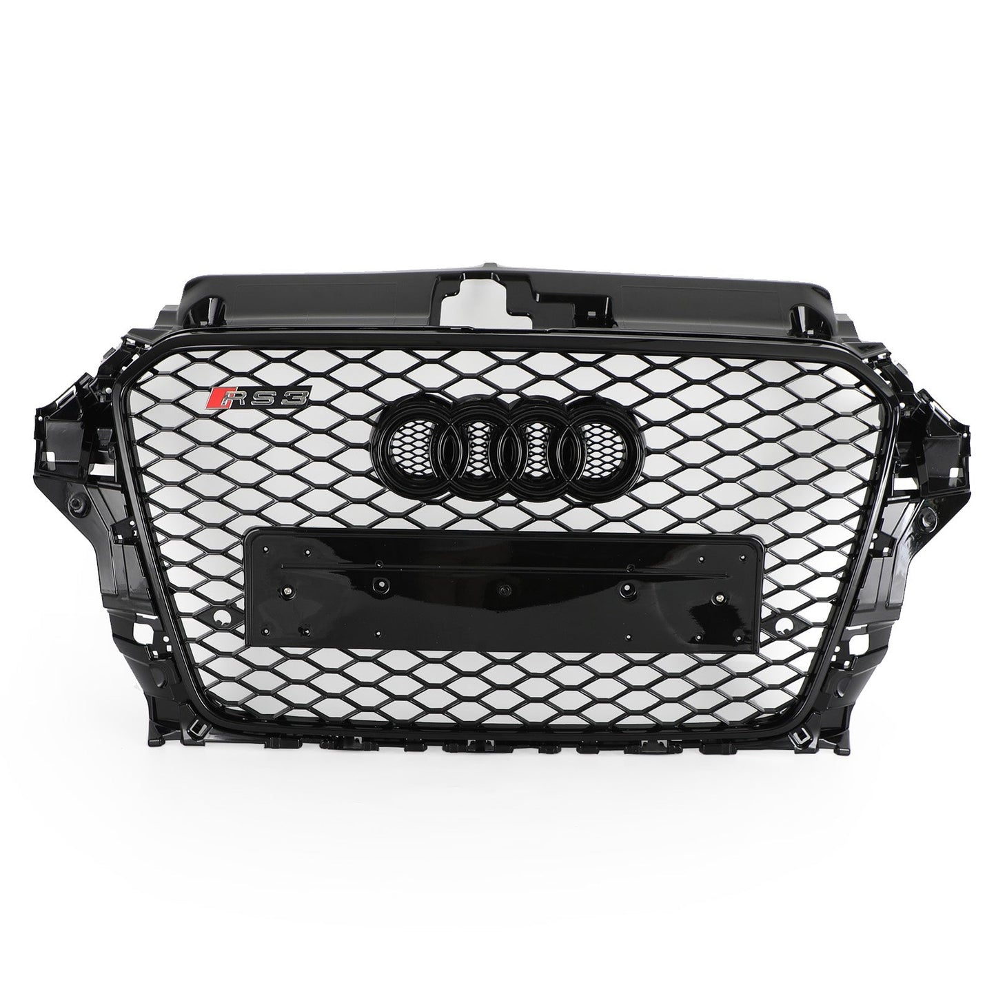 2013-2016 Audi A3 / A3 Sline / S3 Front Grill Air Intake Radiator Glossy Black RS Honeycomb Bumper Grille With Rings Emblem
