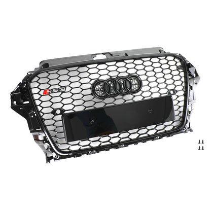 2013-2016 Audi A3/ A3 Sline/ S3 Black Grill Replacement Front Bumper Grille W/ Ring Emblem