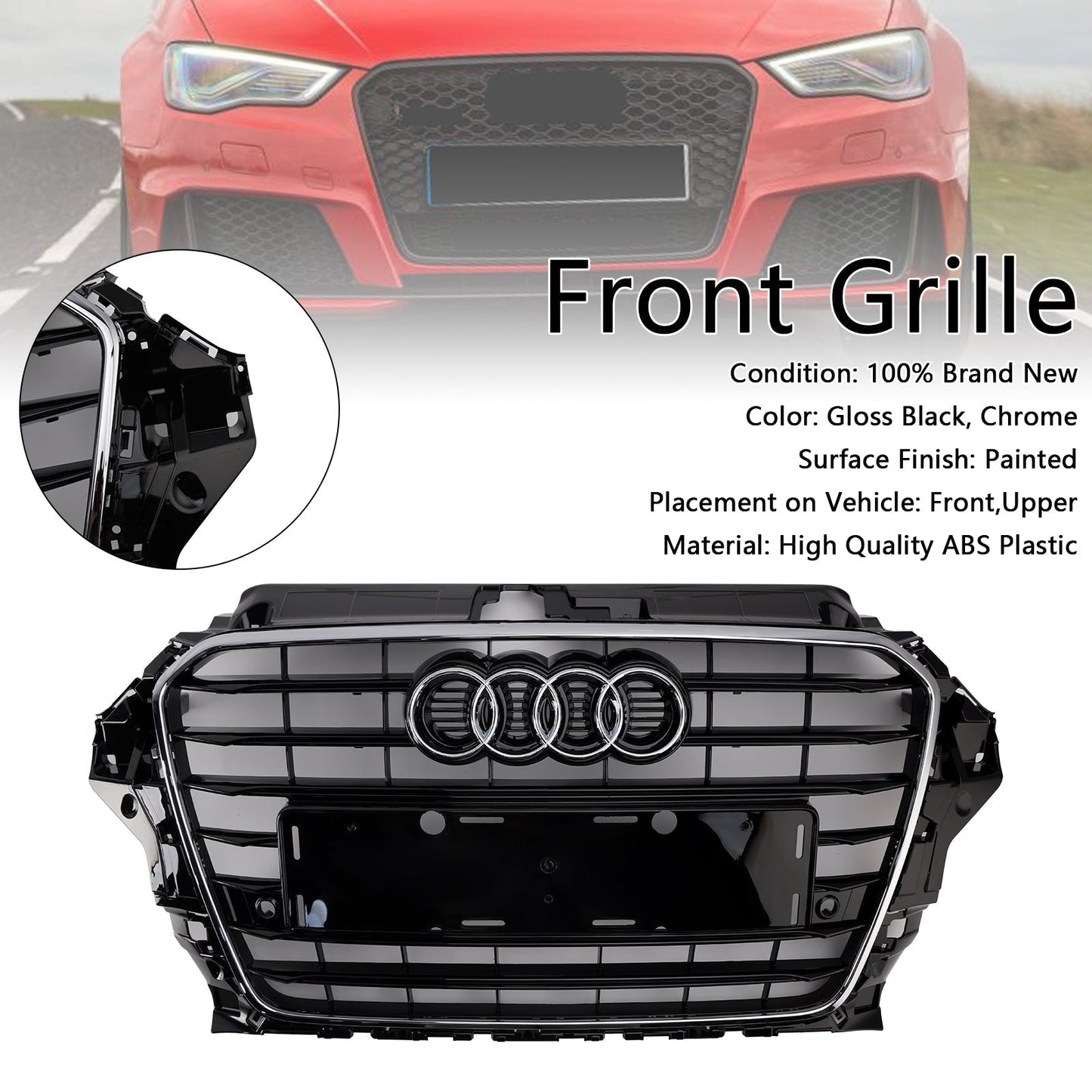 2013-2016 Audi A3 S3 Chrome S3 Style 8V3853651 Front Bumper Grille Grill