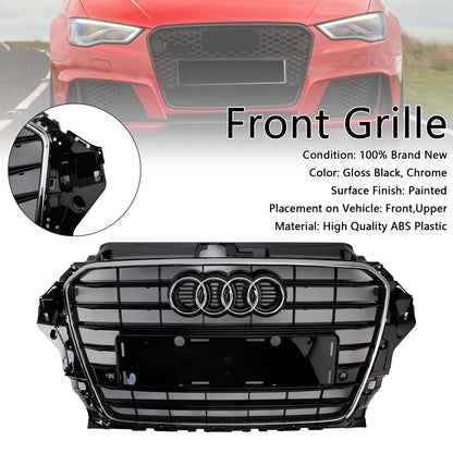 2013-2016 Audi A3/ A3 Sline/ S3 Black Grill Replacement Front Bumper Grille W/ Ring Emblem