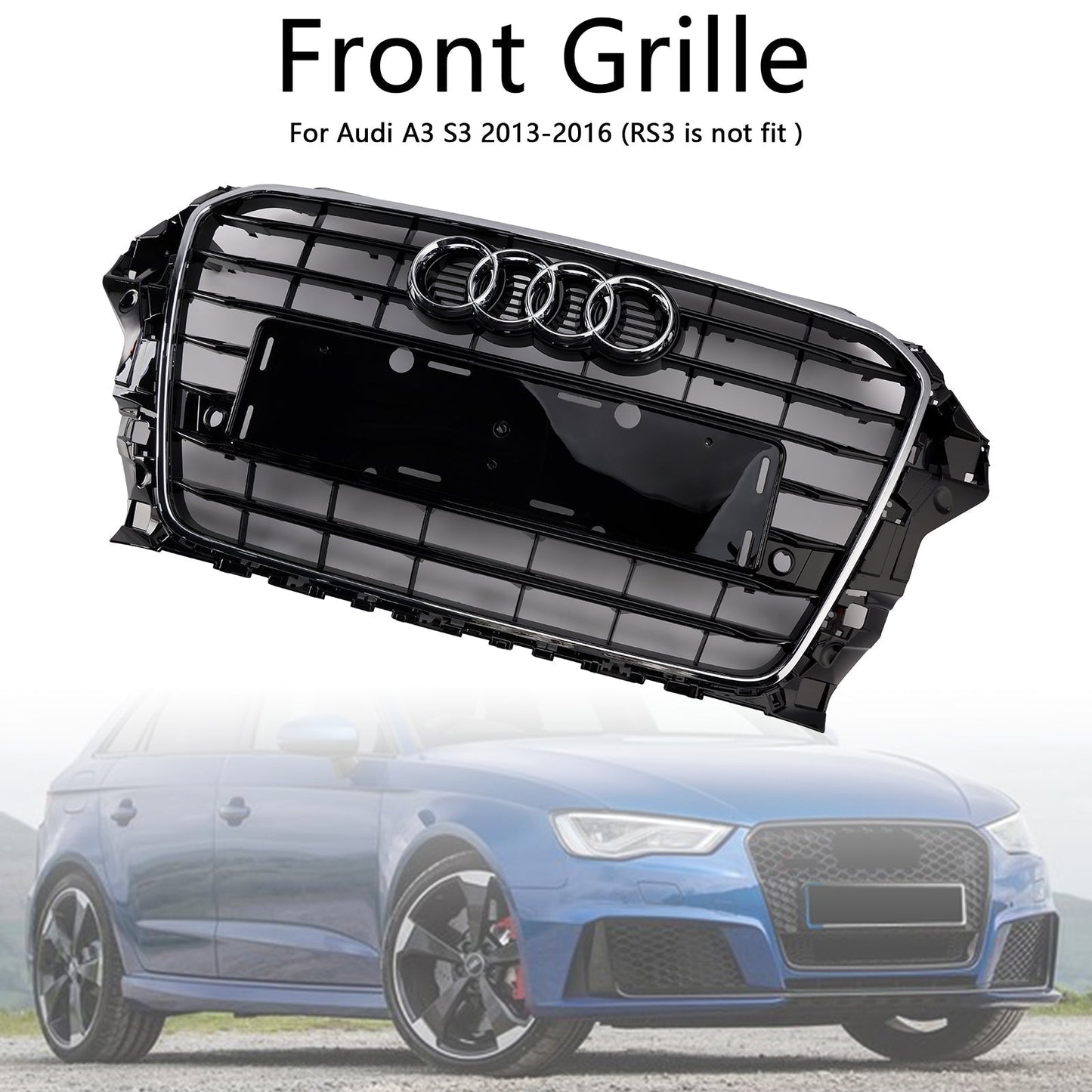 2013-2016 Audi A3 S3 Chrome S3 Style 8V3853651 Front Bumper Grille Grill