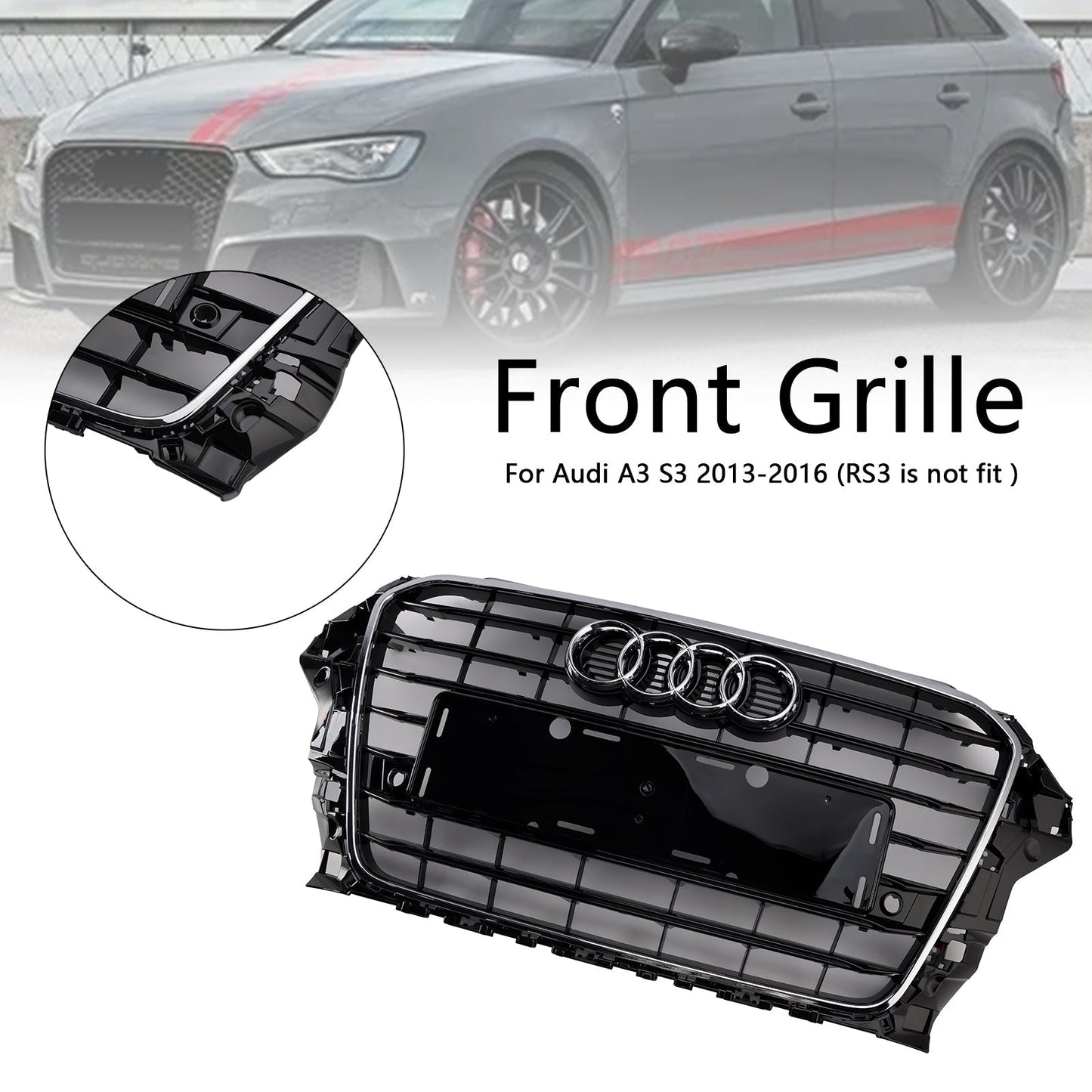 2013-2016 Audi A3 S3 Chrome S3 Style 8V3853651 Front Bumper Grille Grill