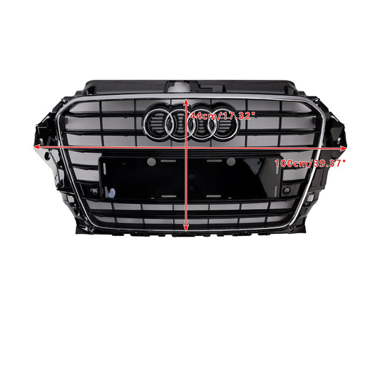 2013-2016 Audi A3/ A3 Sline/ S3 Front Bumper Chrome Black Mesh Slat Grill S3 Style Grill