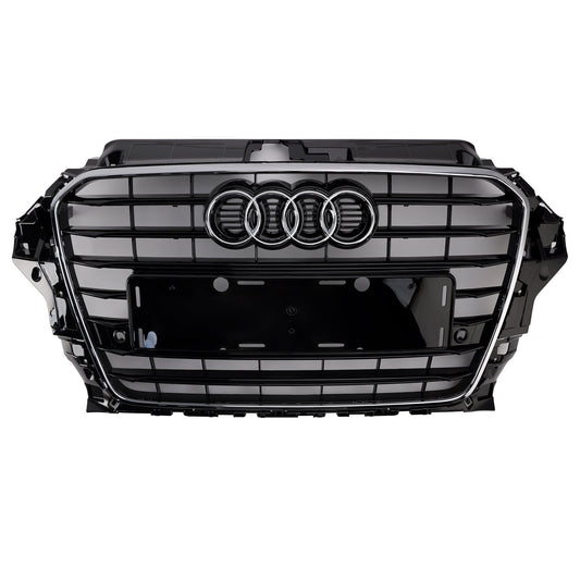 2013-2016 Audi A3/ A3 Sline/ S3 Front Bumper Chrome Black Mesh Slat Grill S3 Style Grill