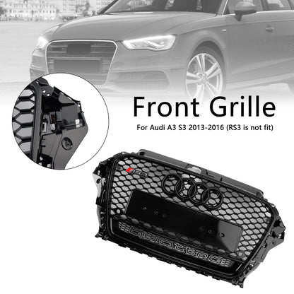 2013-2016 Audi A3/ A3 Sline/ S3 Black Grill Replacement Front Bumper Grille W/ Ring Emblem