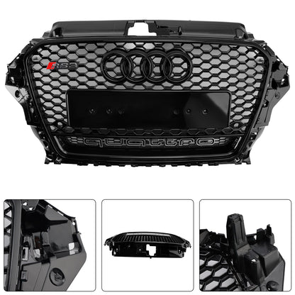 2013-2016 Audi A3/ A3 Sline/ S3 Black Grill Replacement Front Bumper Grille W/ Ring Emblem