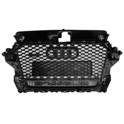 2013-2016 Audi A3/ A3 Sline/ S3 RS Honeycomb Front Grille Air Intake Radiator Bumper Sport Glossy Black Grill