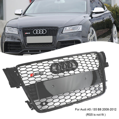 2008-2012 Audi A5 / S5 B8 RS5 Style Hood Honeycomb Sport mesh Grill Replacement Black Grille