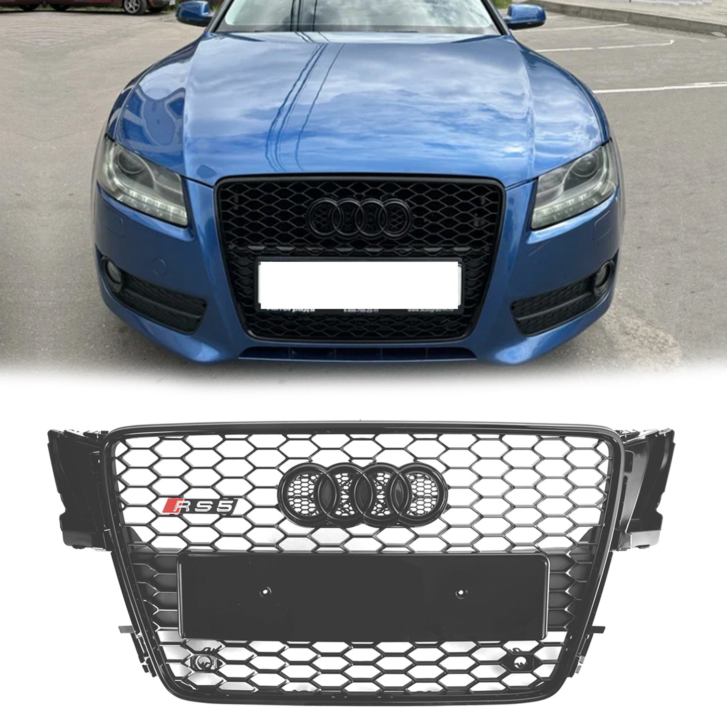 2008-2012 Audi A5/ A5 Sline/ S5 B8 Honeycomb Glossy Black Grille RS5 Sport Front Bumper Grill