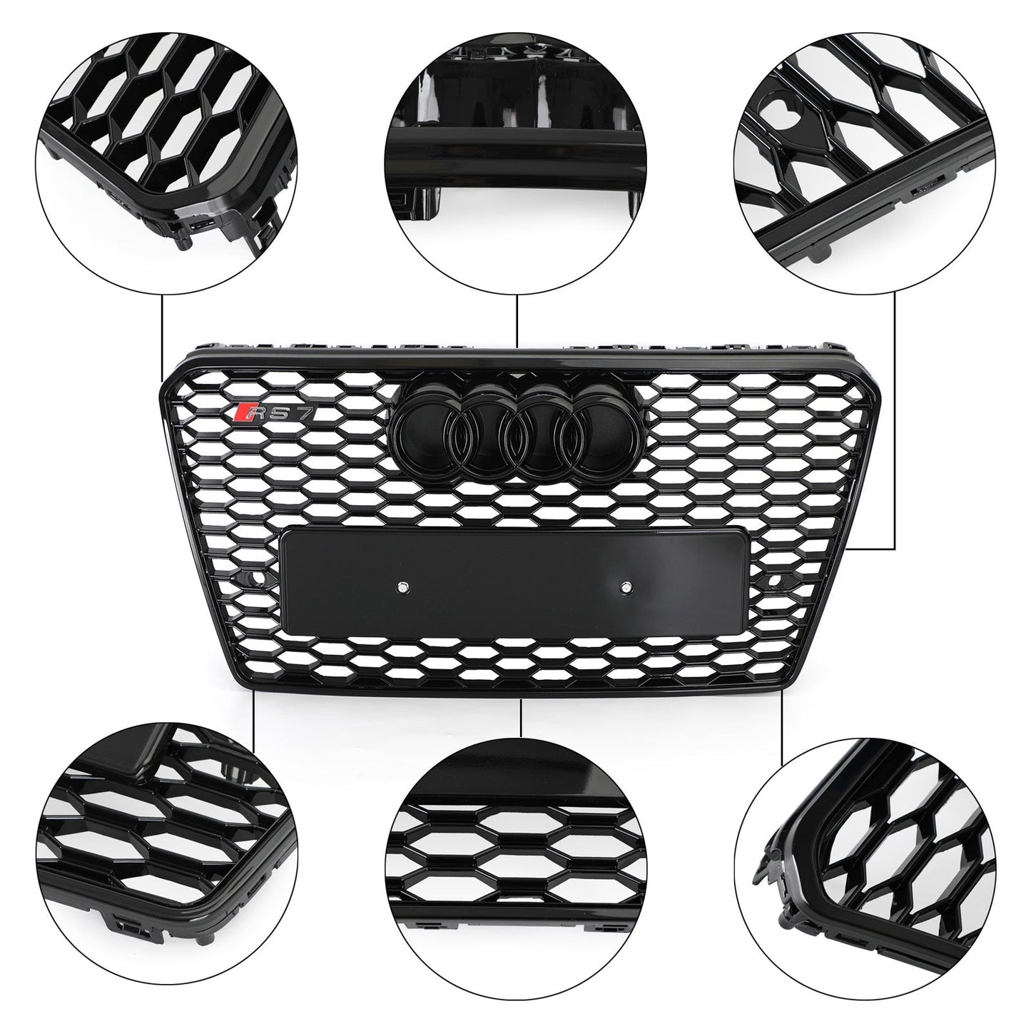 2010-2015 Audi A7 S7 Grill Replacement RS7 Style Honeycomb Sport Mesh Hex Black Grille