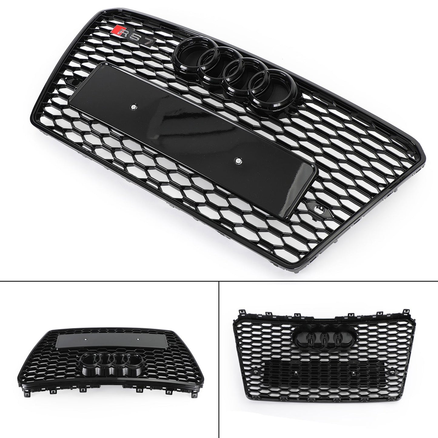 2010-2015 Audi A7 / A7 Sline / S7 RS7 Style Grille Honeycomb Sport Frpnt Bumper Glossy Black Grille