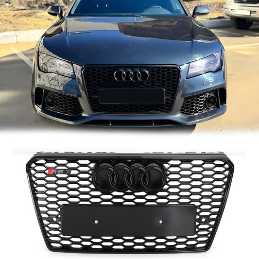 2010-2015 Audi A7 / A7 Sline / S7 RS7 Style Grille Honeycomb Sport Frpnt Bumper Glossy Black Grille