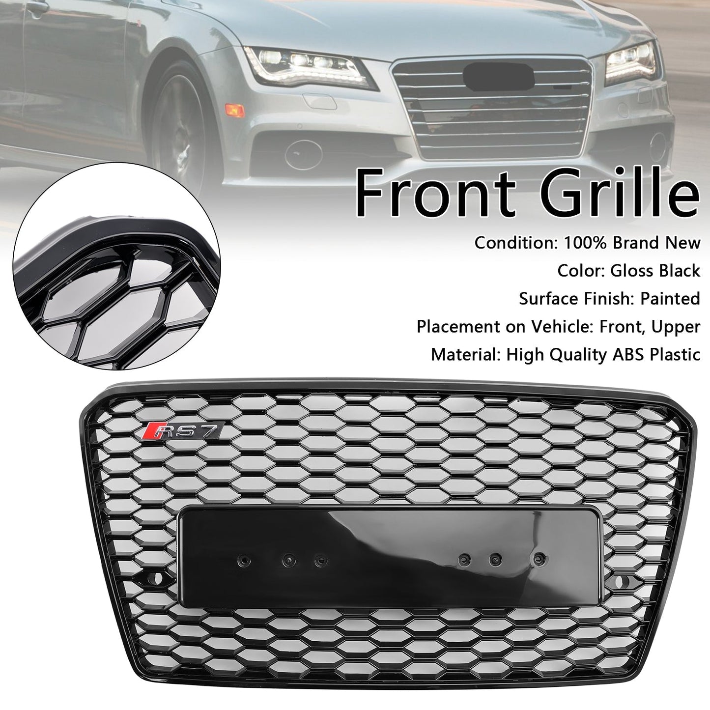 2012-2015 Audi A7/S7 RS7 Style Honeycomb Sport Mesh Hex Grill Grille Black