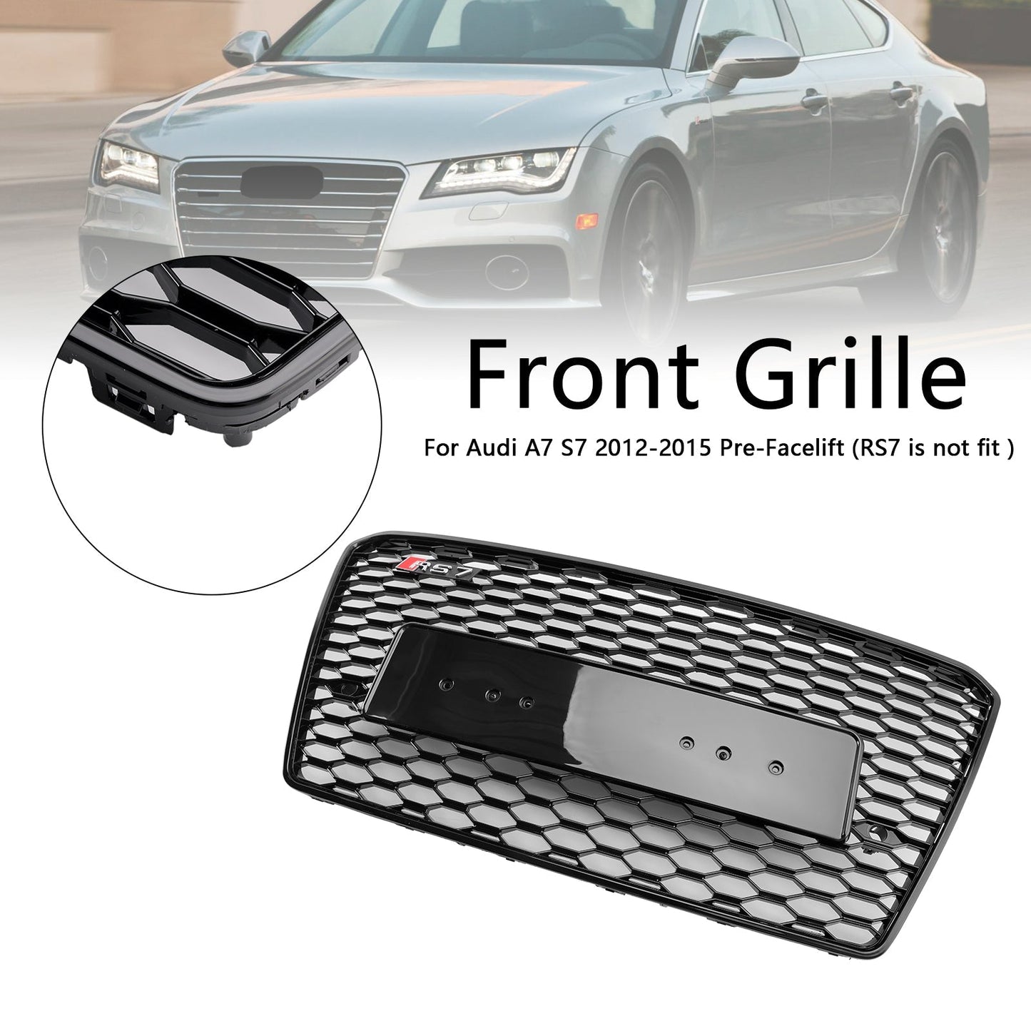 2012-2015 Audi A7/S7 RS7 Style Honeycomb Sport Mesh Hex Grill Grille Black