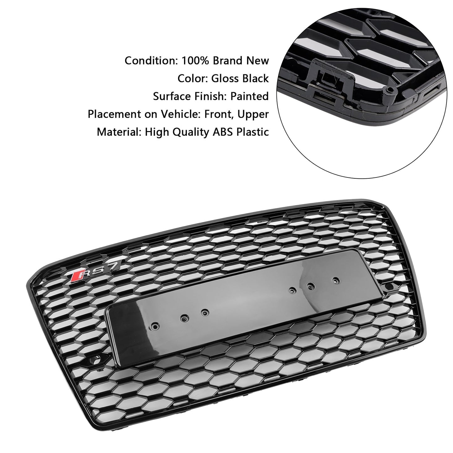 2012-2015 Audi A7/S7 RS7 Style Honeycomb Sport Mesh Hex Grill Grille Black