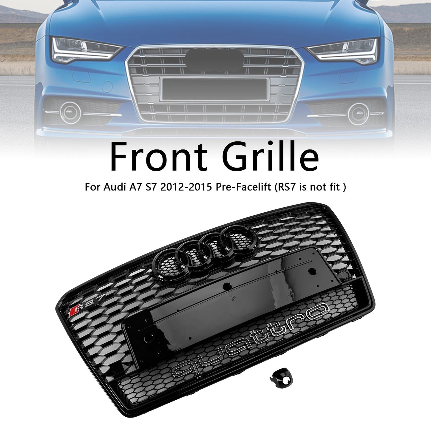 2012-2015 Audi A7/S7 Black RS7 Style Honeycomb Mesh Front Grille Grill