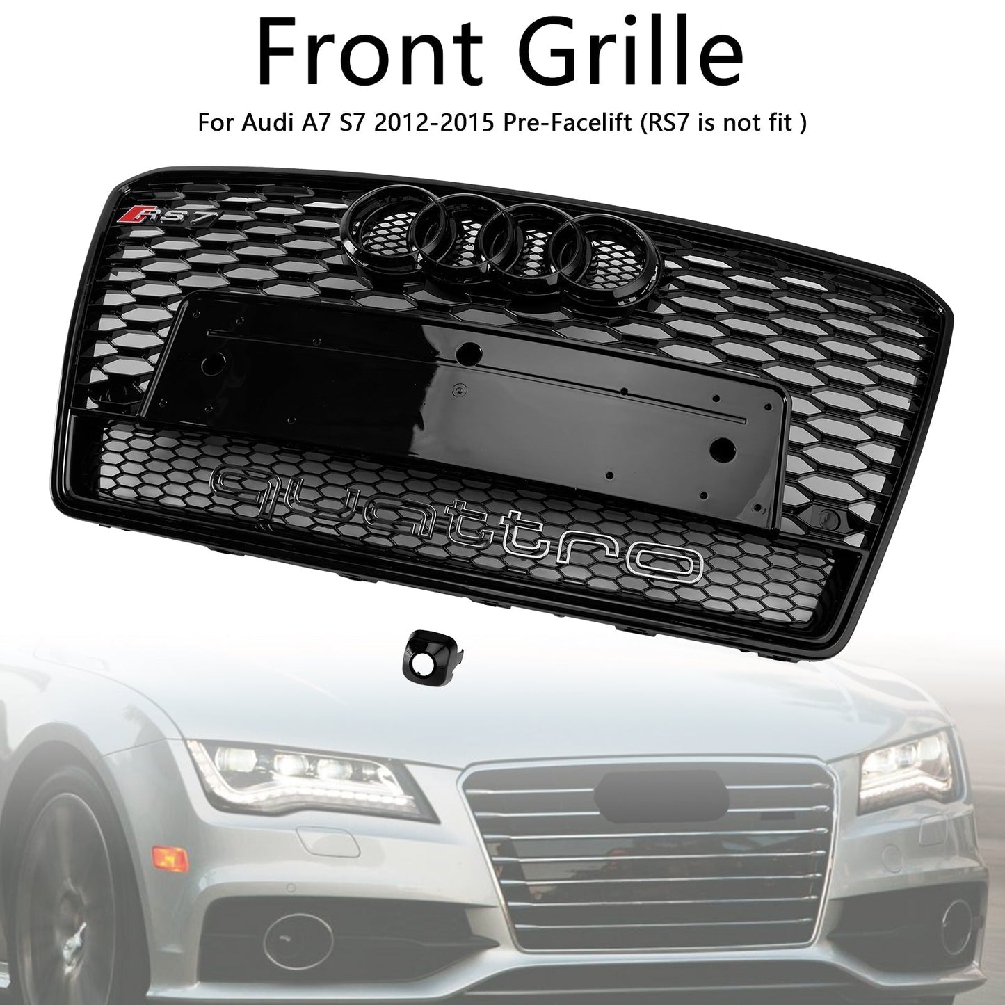 2012-2015 Audi A7/S7 Black RS7 Style Honeycomb Mesh Front Grille Grill