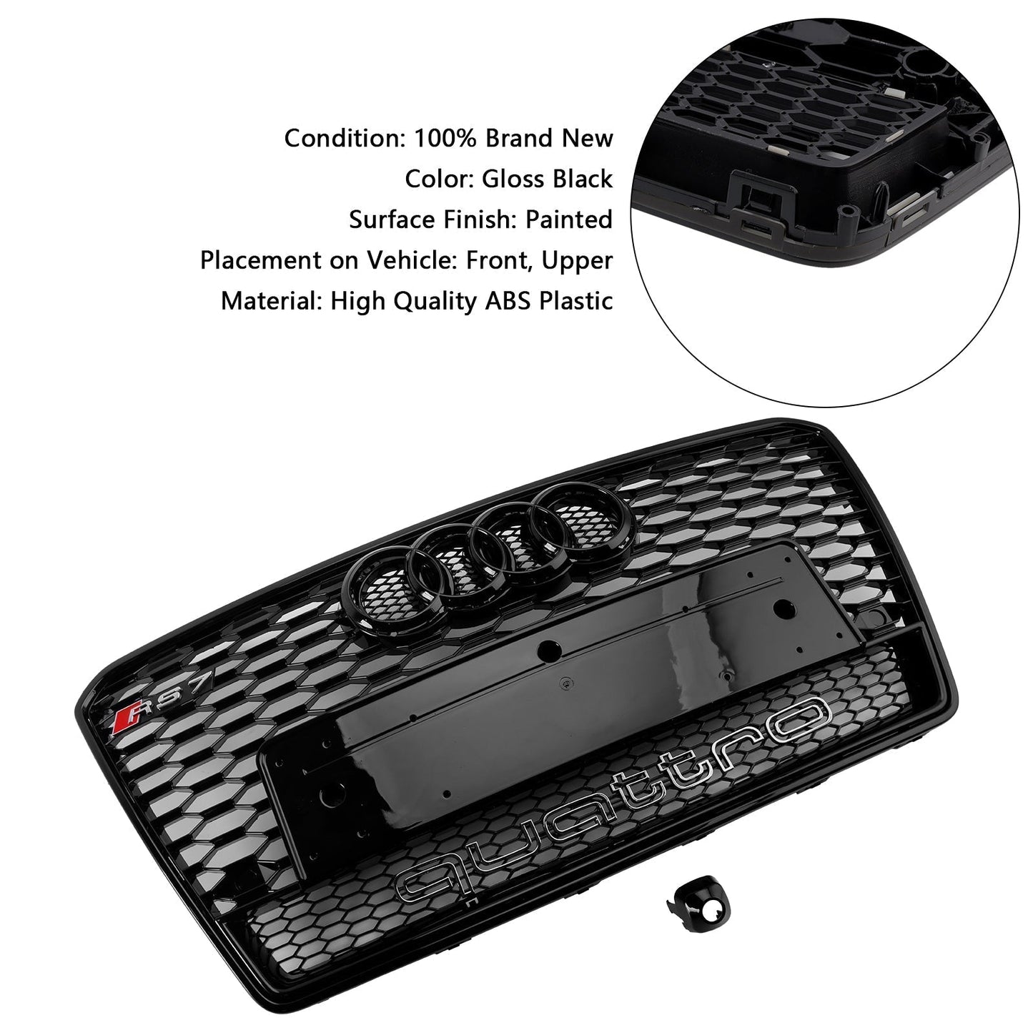 2012-2015 Audi A7/S7 Black RS7 Style Honeycomb Mesh Front Grille Grill