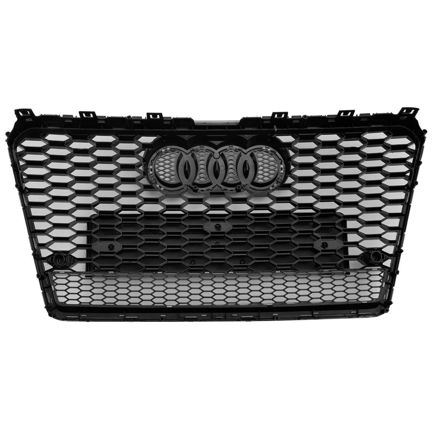 2010-2015 Audi A7/ A7 Sline/ S7 RS7 Style Grill Front Bumper Honeycomb Mesh Sport Black Grille W/ Ring Emblem + Quattro